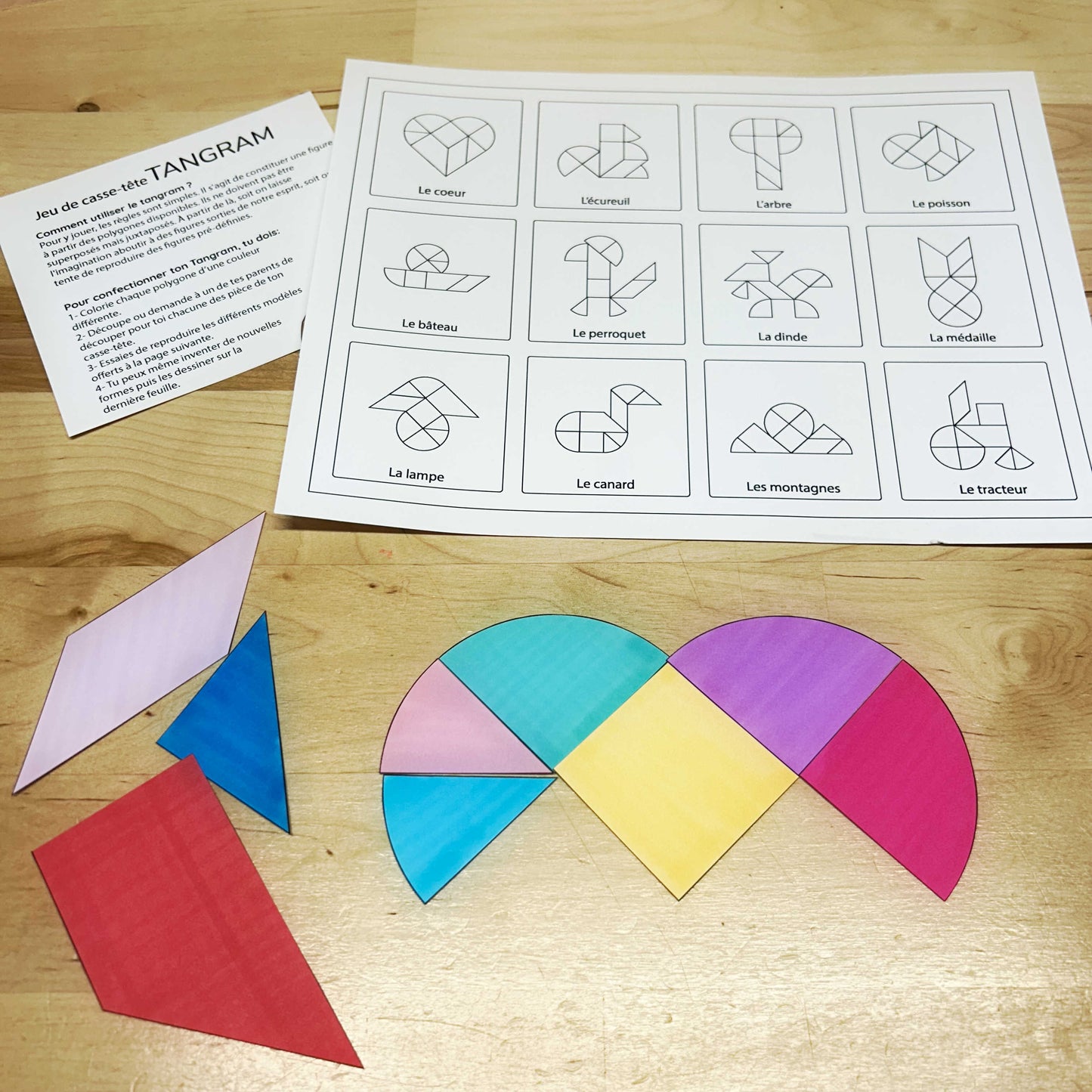 Tangram en coeur - activité pour enfant