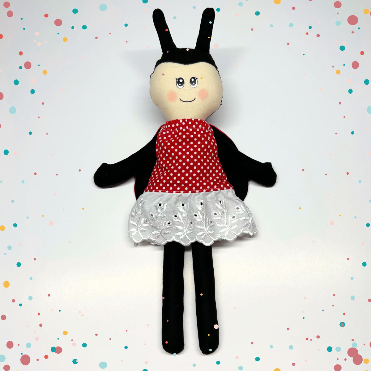 Coccinie, la coccinelle - Poupée de chiffon 12po