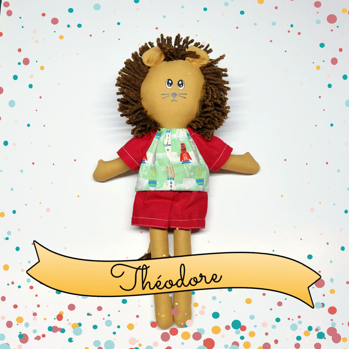 Théodore, le lion - poupée de chiffon de 12po