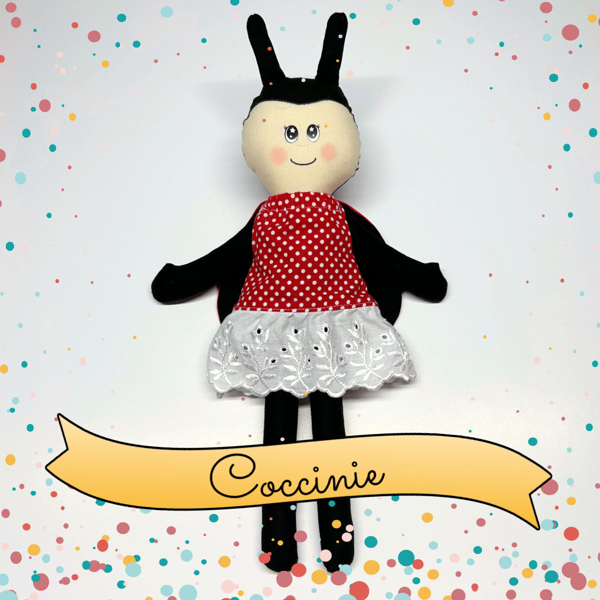 Coccinie, la coccinelle - Poupée de chiffon 12po