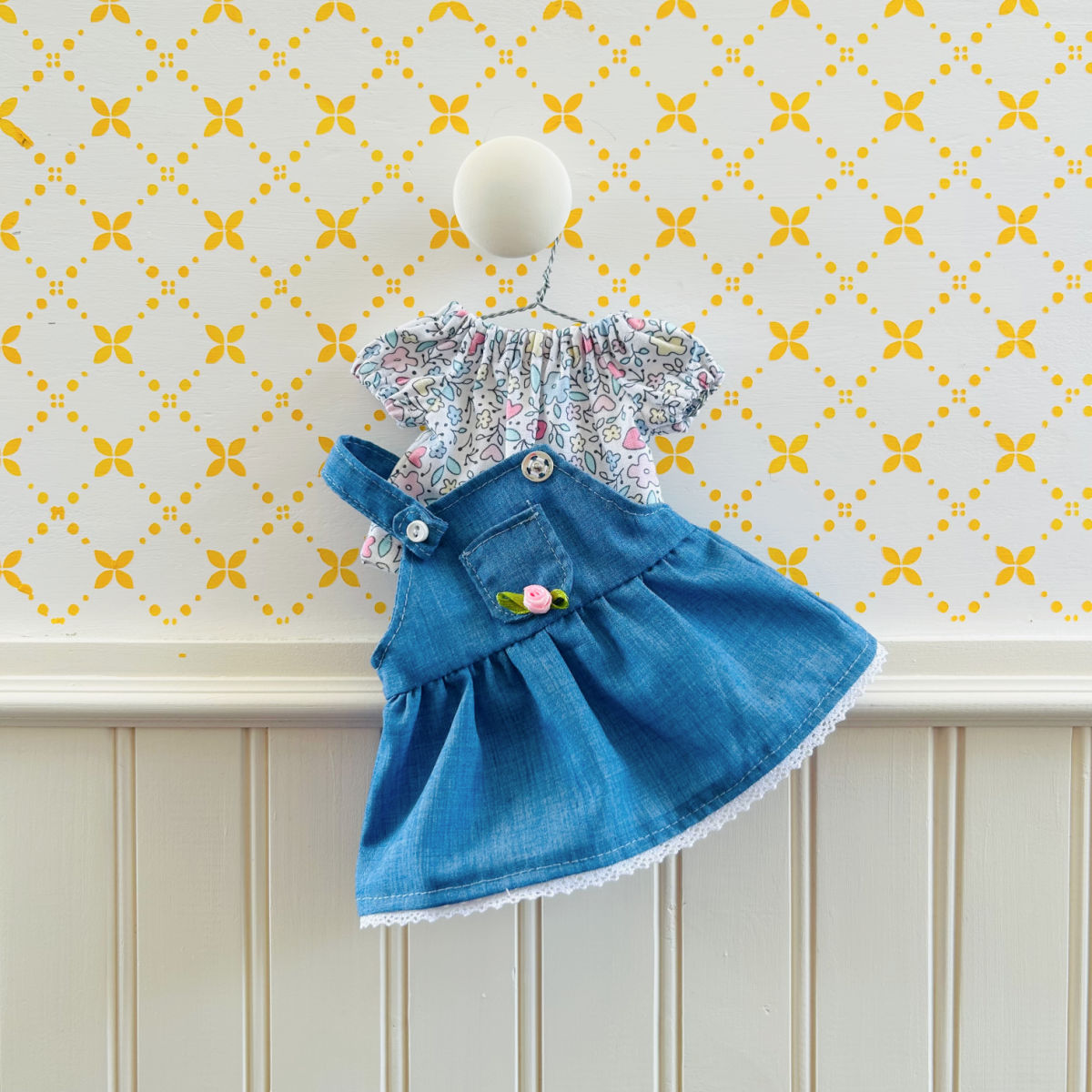 Ensemble jumper Petites fleurs - vêtement de poupées