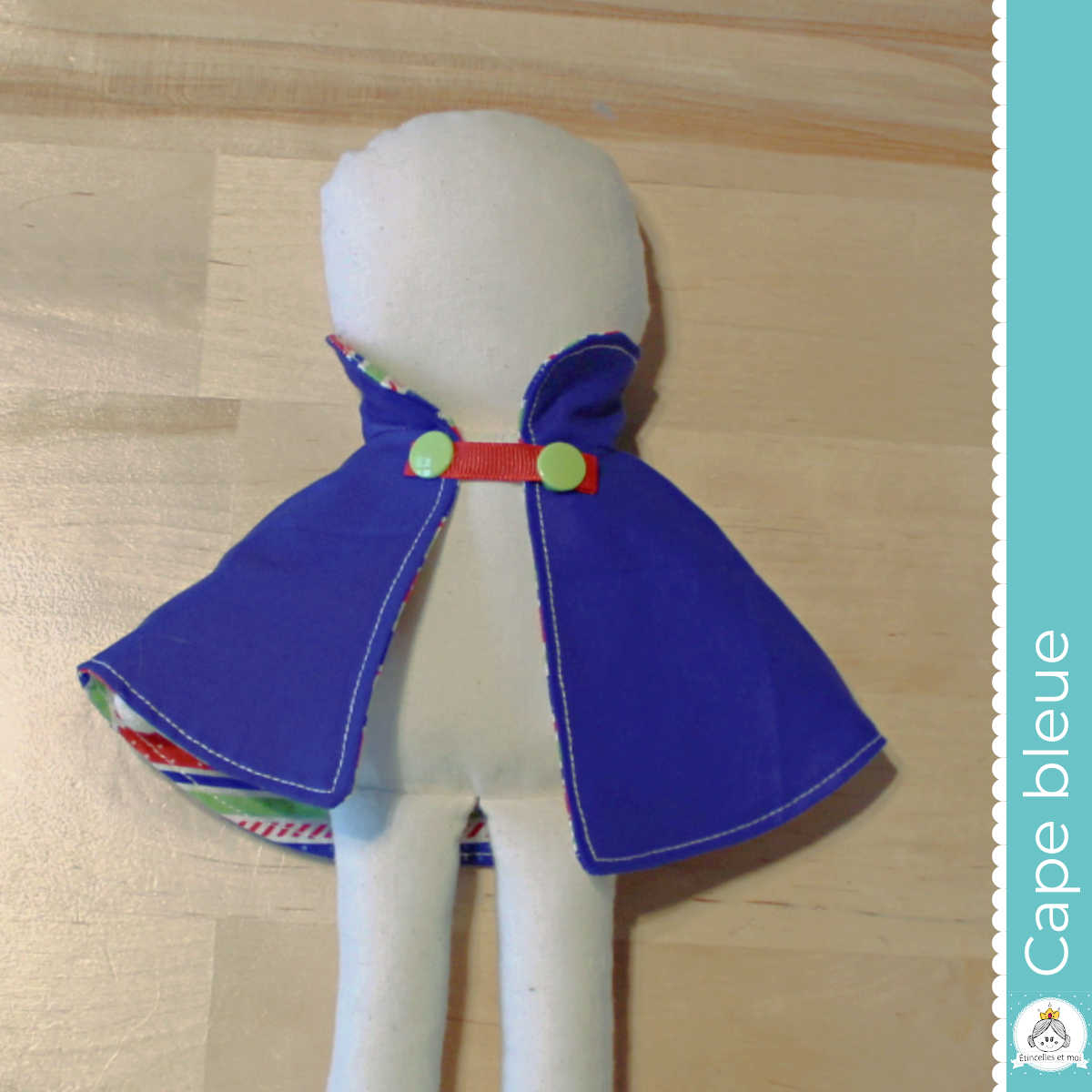Cape colorée pour poupées de chiffon 12 po