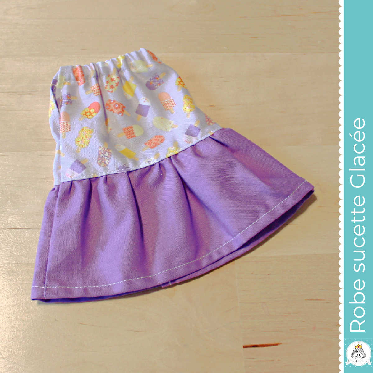 Robe sucette glacée pour poupée de chiffon