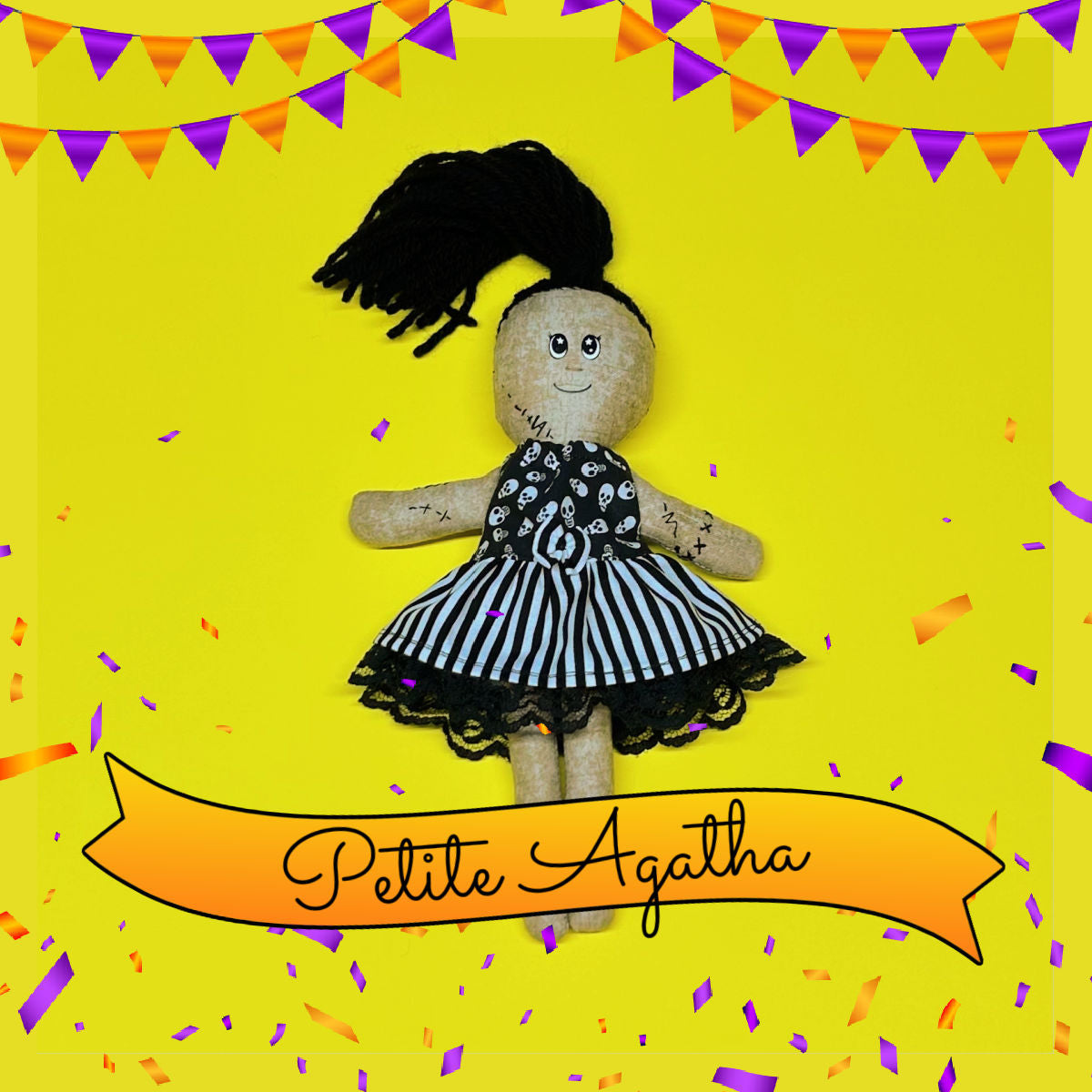 Petite Agatha, la poupée Vaudou - poupée de chiffon 8po