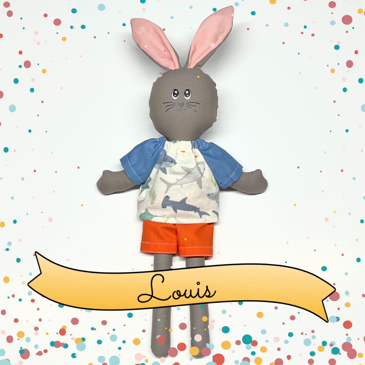 Louis, le lapin- Poupée de chiffon 12po
